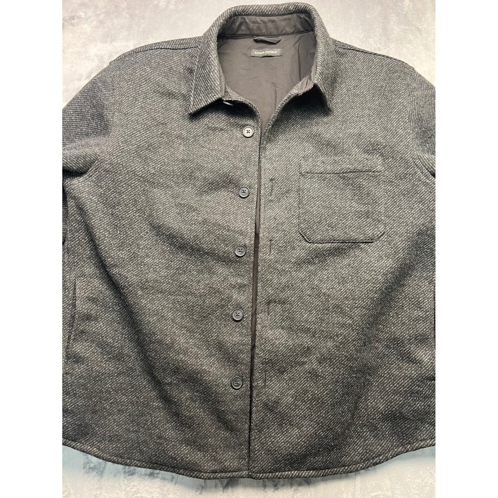 Banana Republic Mens Grey Textured Button Front Shirt Jacket Overshirt L